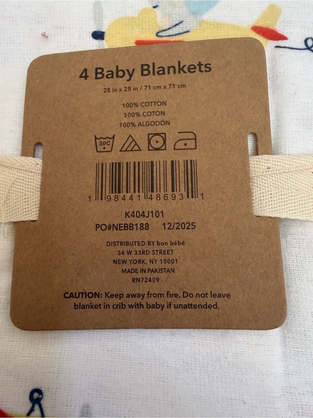 Kit + Pearl 4-Pack Cotton Receiving Baby Blankets 28"x28" Animals Vehicles NWT - Picture 5 of 5